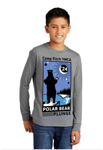 Polar Bear '24 KIDS' UNISEX crewneck long sleeve t-shirt HEATHER GREY